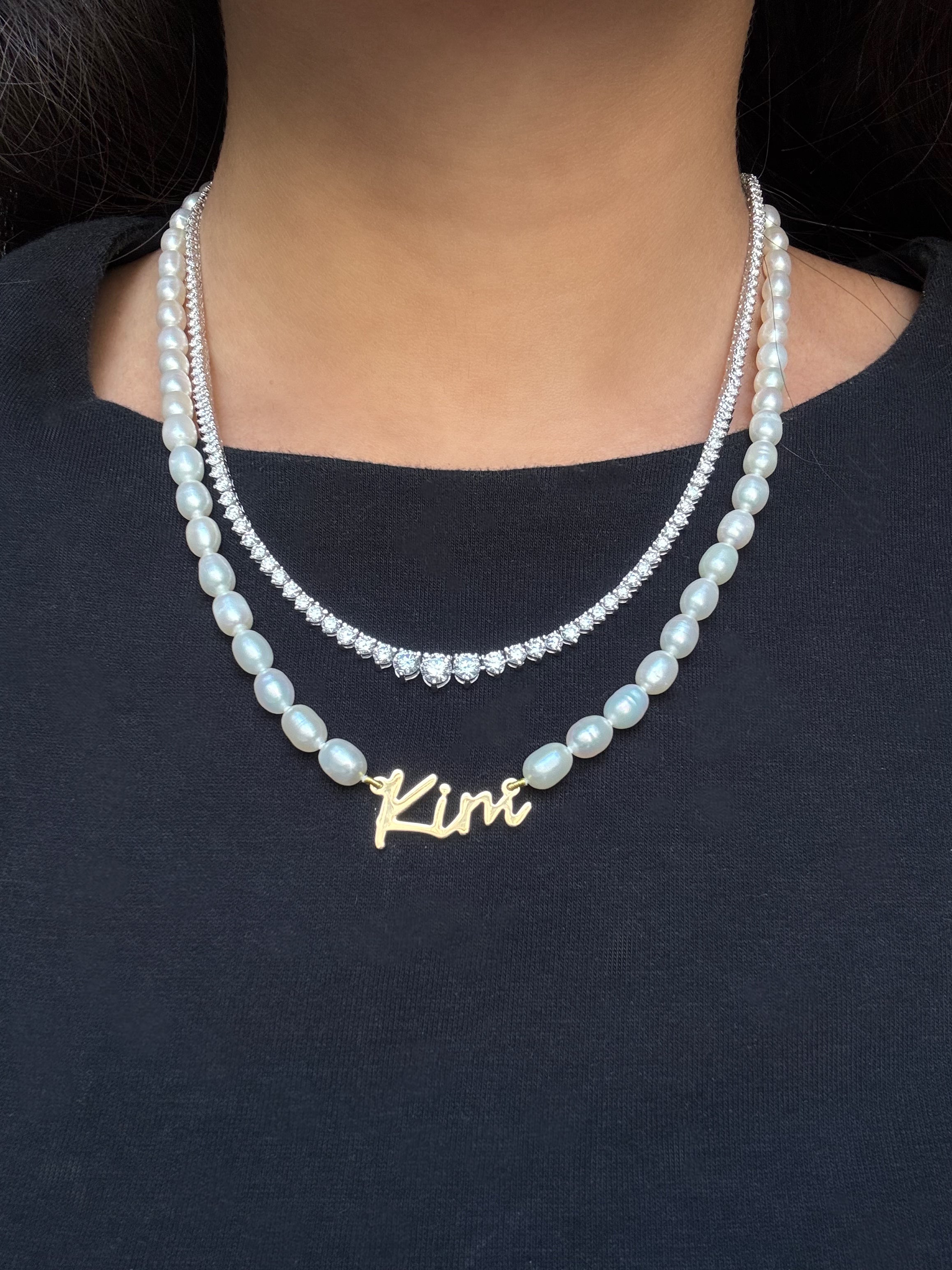 Personalised Nameplate Baroque Pearl Necklace