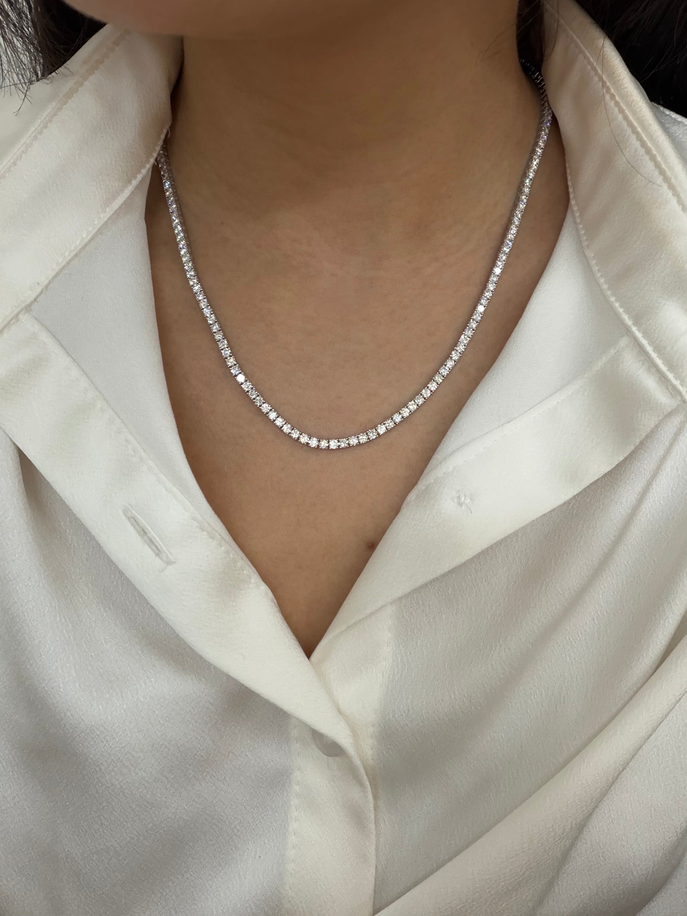 10.75Ct Round Brilliant Cut Lab-Grown Diamond Classic Set Tennis Necklace