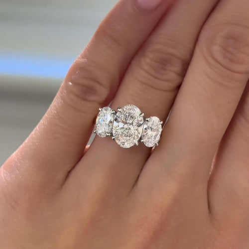 Oval Cut Diamond Trilogy Engagement Ring