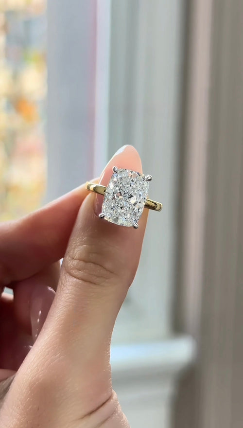 6.00Ct Elongated Cushion Parker Classic Solitaire Engagement Ring