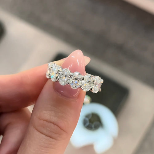 Oval Double Shared Claw Eternity Band