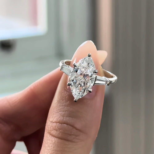 3.52Ct Marquise Lab-Grown Diamond in the Duke Design with Hidden Halo