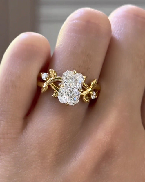 Radiant Cut Diamond Vine Engraved Band with RBC Accents