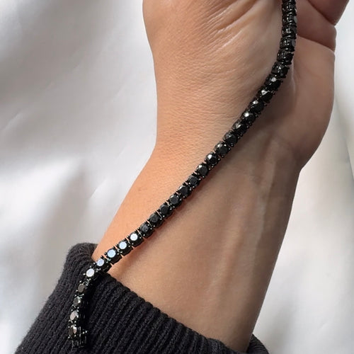 Round Brilliant Cut Black Diamond Tennis Bracelet