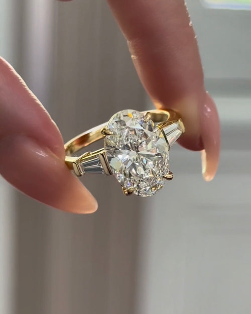 Oval Cut Diamond Trilogy Siena Design with Tapered Baguettes