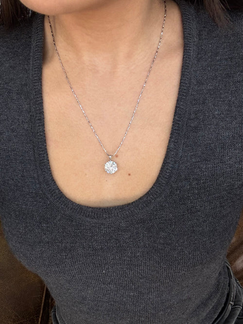 5.10Ct Round Brilliant Cut Diamond 6 Claw Pendant
