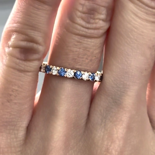 Round Brilliant Cut Diamond and Sapphire Eternity Band