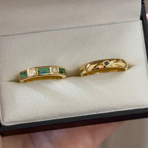 Diamond and Emerald Eternity Band, and Sapphire Band