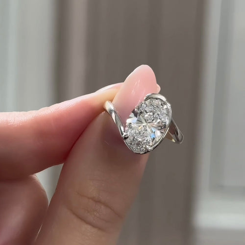 2.52Ct Oval Cut Diamond Curved Band Engagement Ring