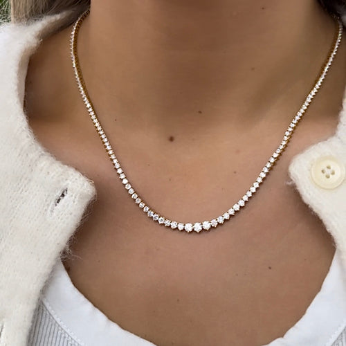 8.04Ct Round Brilliant Cut Graduated Lab-Grown Diamond Tennis Necklace