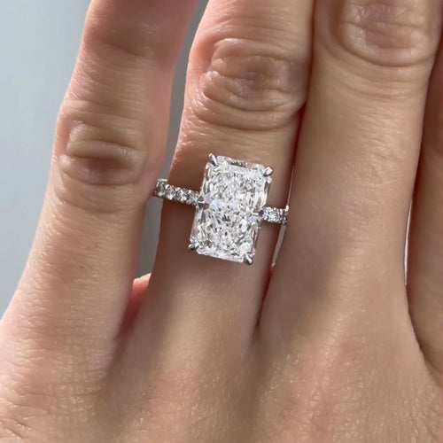 3.45Ct Radiant Cut Lab-Grown Diamond Parker Grace Solitaire with Hidden Halo