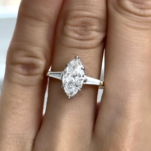 1.69Ct Marquise Natural Diamond in the Duke Design with Hidden Halo