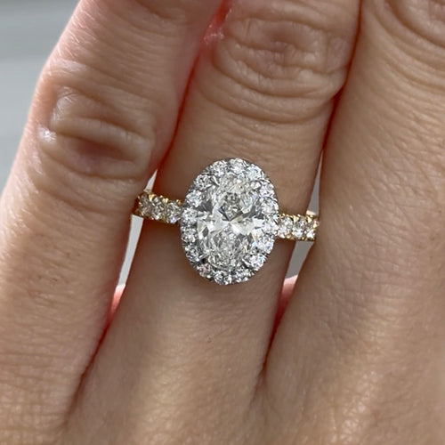 Oval Cut Diamond Kensington Halo Design Engagement Ring