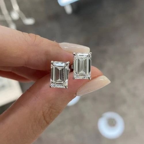 Emerald Cut Diamond Stud Earrings