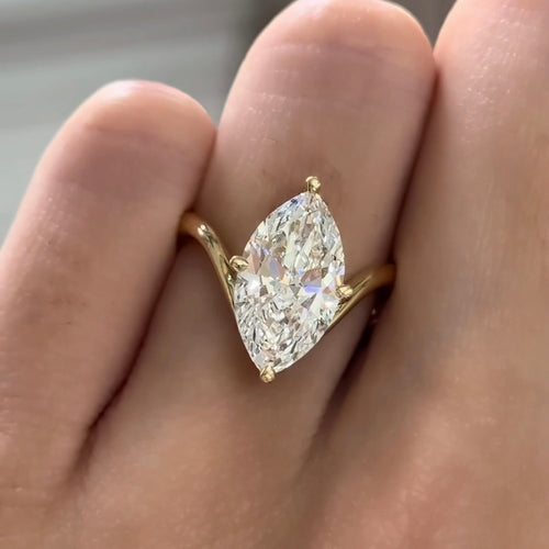 Marquise Cut Diamond Wishbone Solitaire Engagement Ring