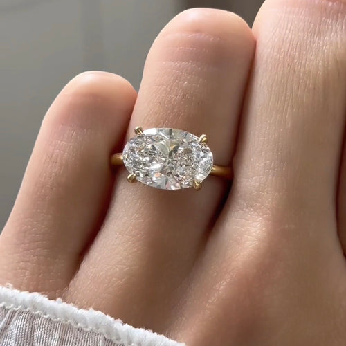 Oval Cut Diamond East-West Set Engagement Ring