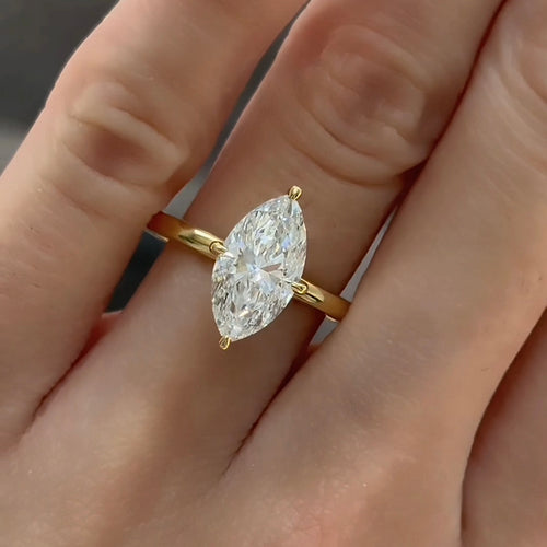 Marquise Cut Diamond Four Claw Parker Classic Solitaire Engagement Ring