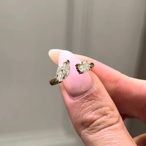 Marquise and Round Brilliant Cut Diamond Split Wedding Band