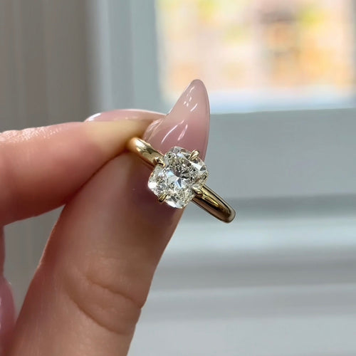 Cushion Cut Diamond NSEW Set Engagement Ring