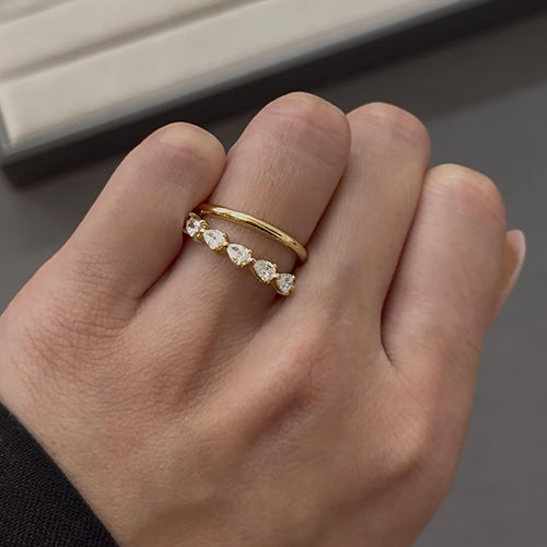 Pear Cut Diamond Split Wedding Band