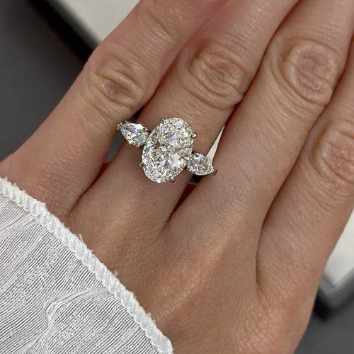 Oval Cut Diamond with Pear Sides Camilla Design with Hidden Halo