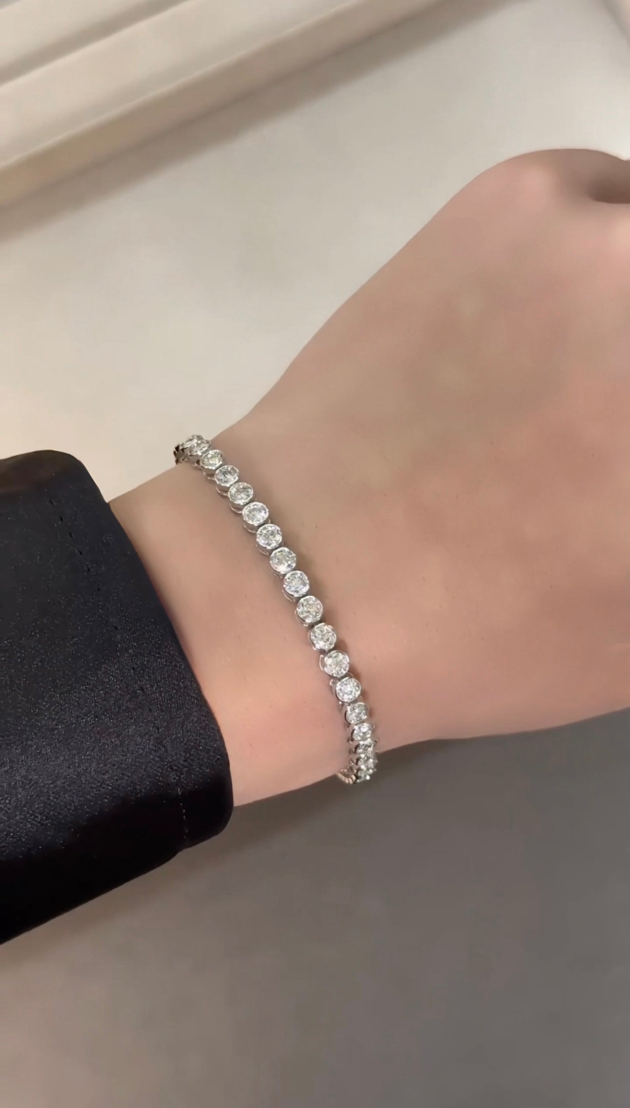 4.05Ct Round Brilliant Cut Bezel Set Natural Diamond Tennis Bracelet