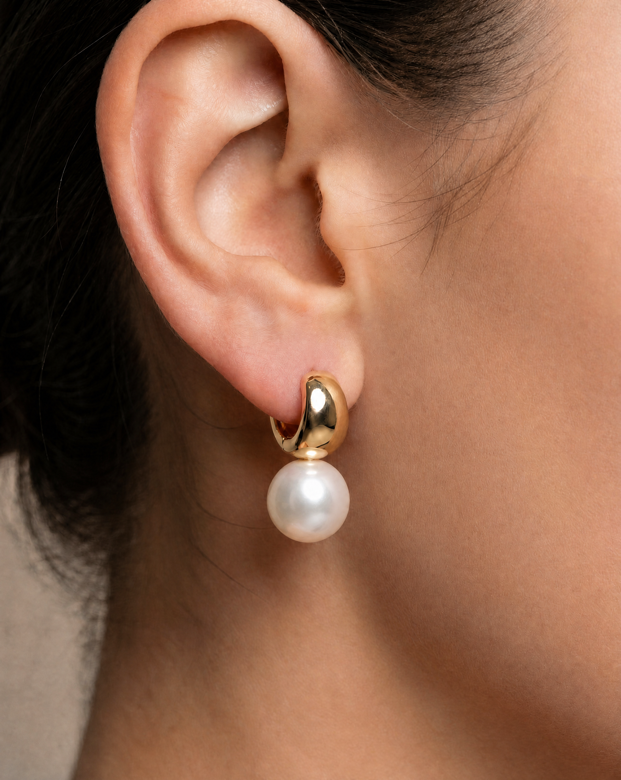 Morgan Round Freshwater Pearl Huggie Earrings