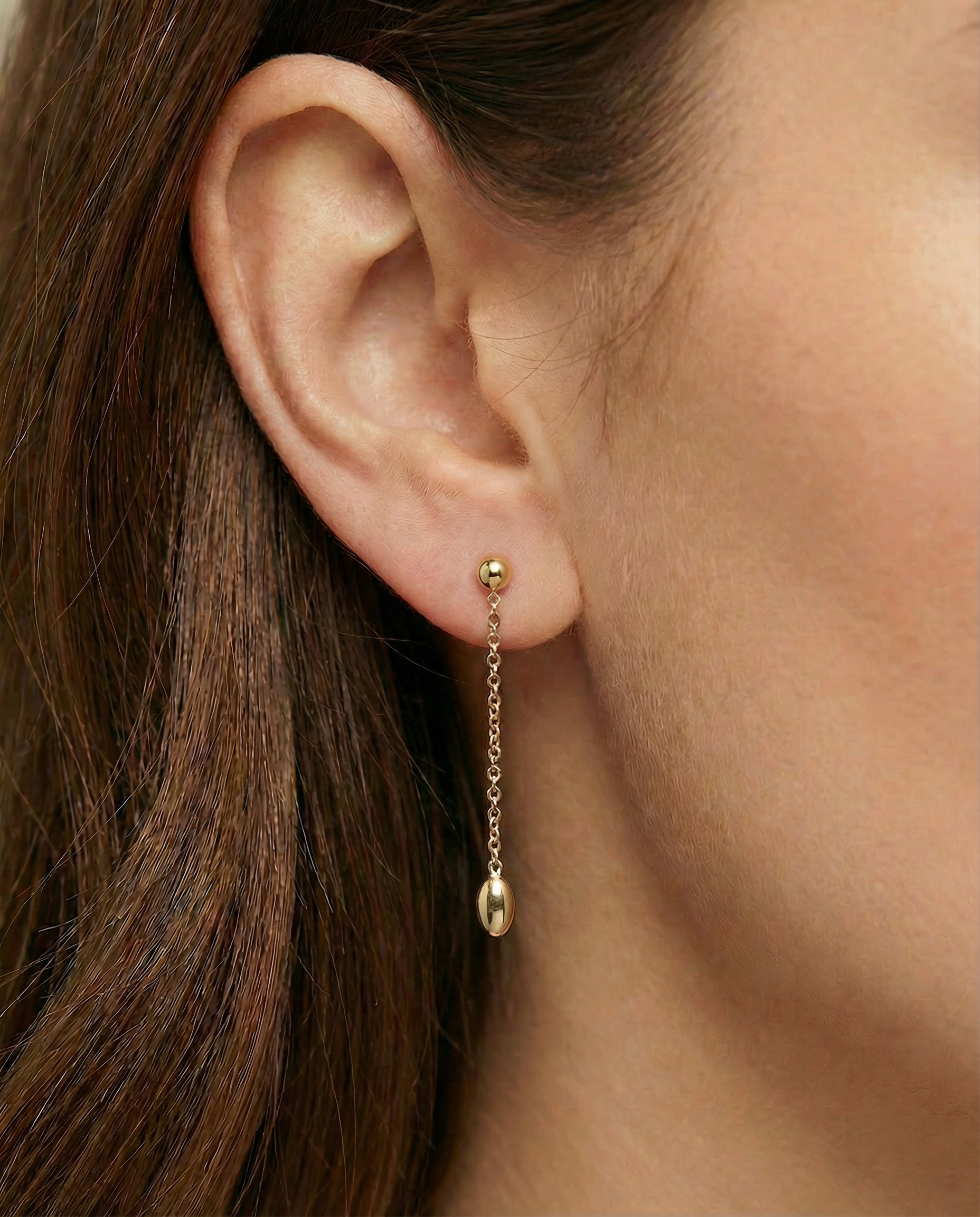 Oval Drop Stud Earrings
