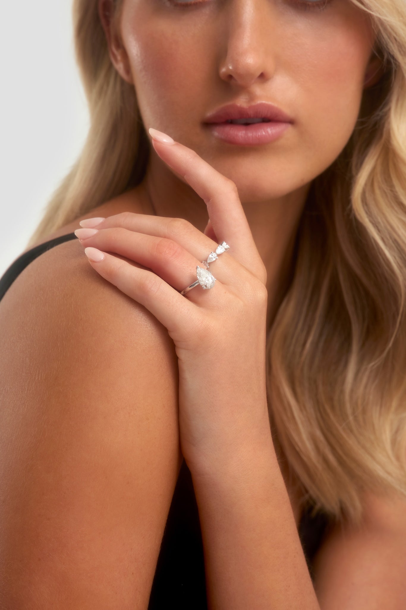 3.30ct Pear Cut Lab-Grown Diamond Claw Set Eternity Ring