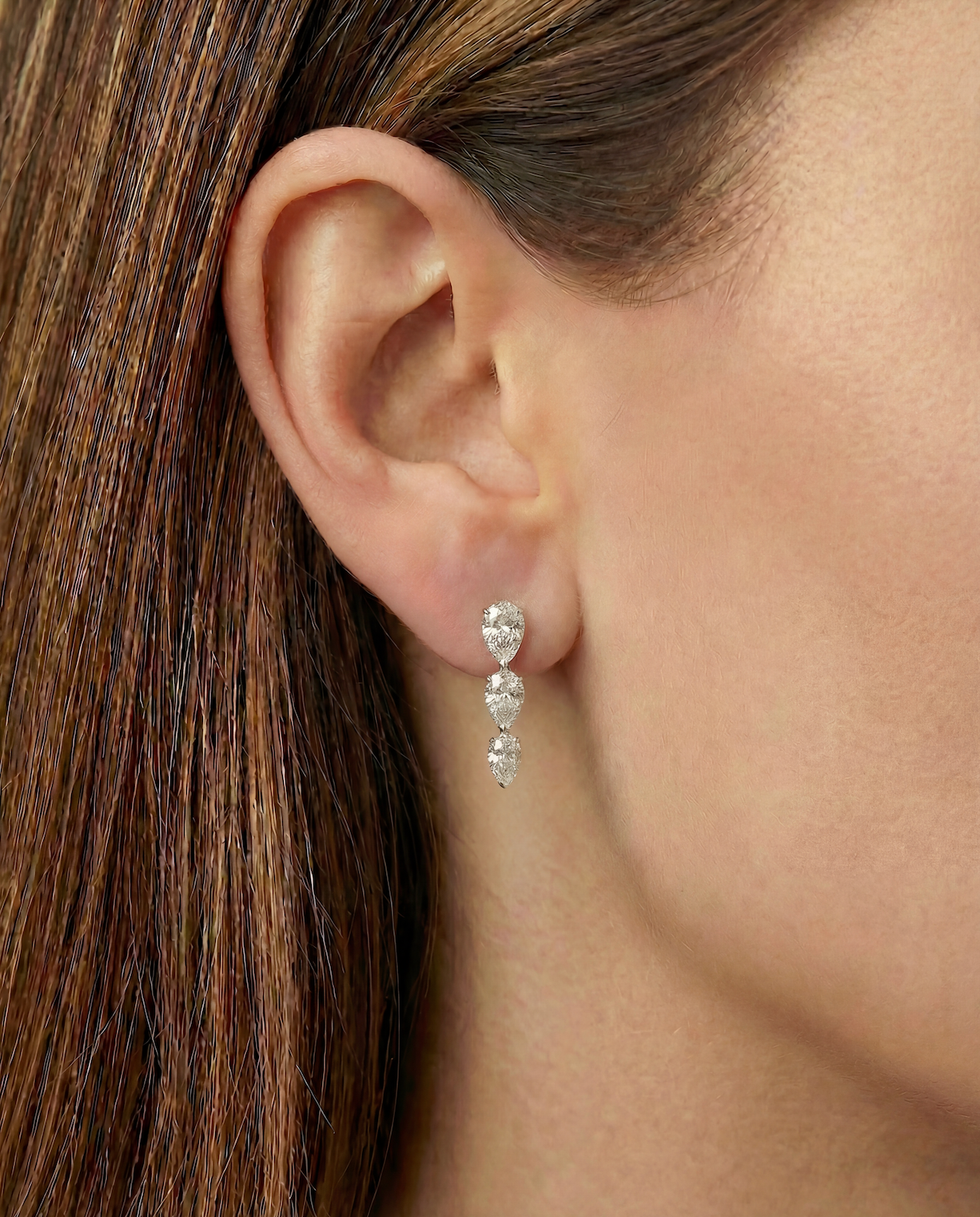 3.06Ct Pear Cut Lab-Grown Diamond Drop Stud Earrings