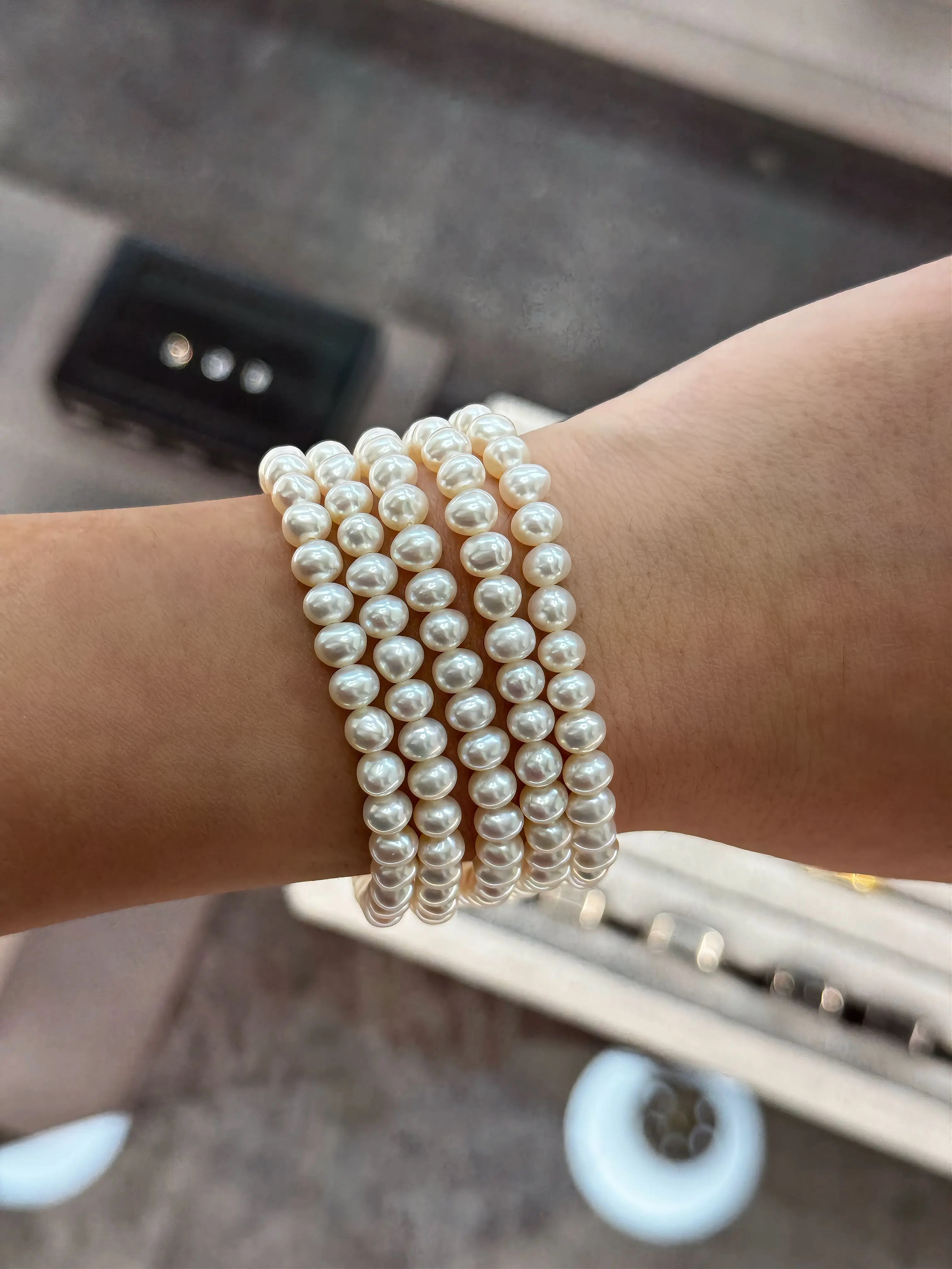Multi Strand Rounded Freshwater Pearl Bracelet