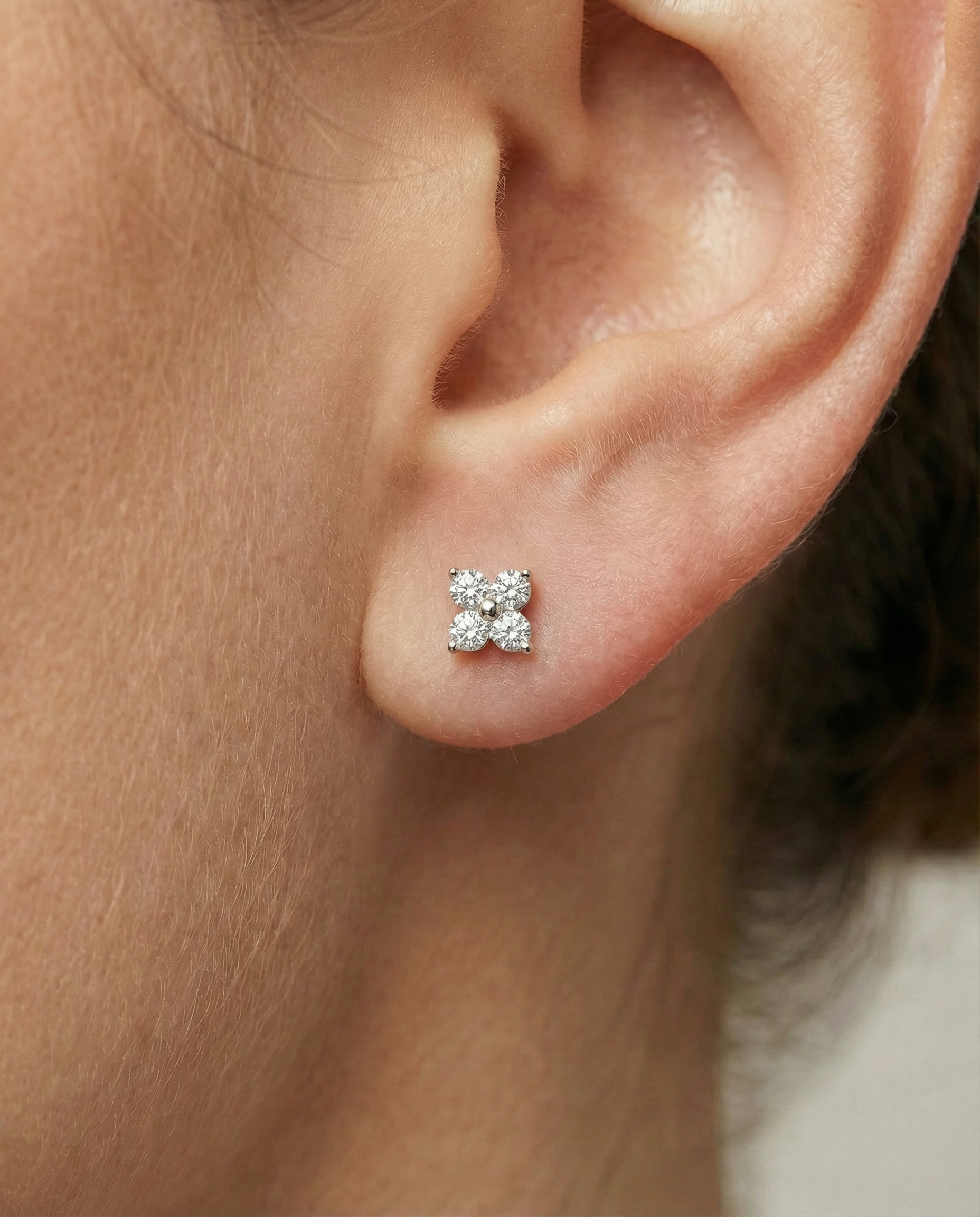 0.59Ct Round Brilliant Cut Natural Diamond Claw Set Cluster Studs