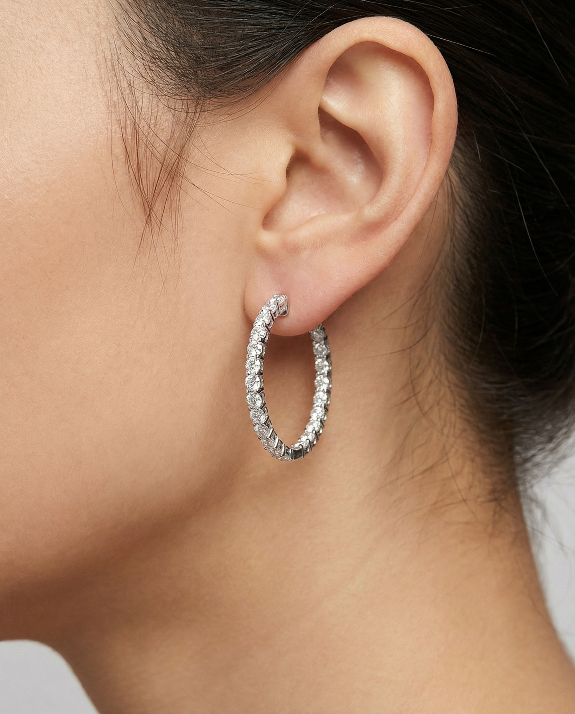 1.84Ct Round Brilliant Cut Lab-Grown Diamond Inside Out Hoop Earrings