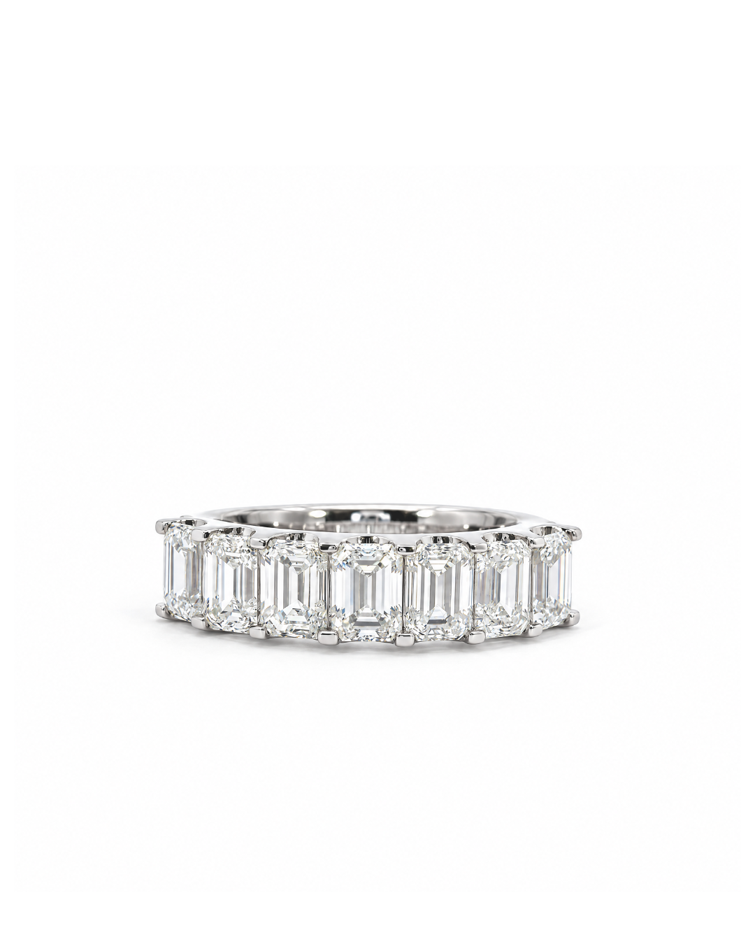 2.20Ct Emerald Cut Lab-Grown Diamond U-Scallop Eternity Ring