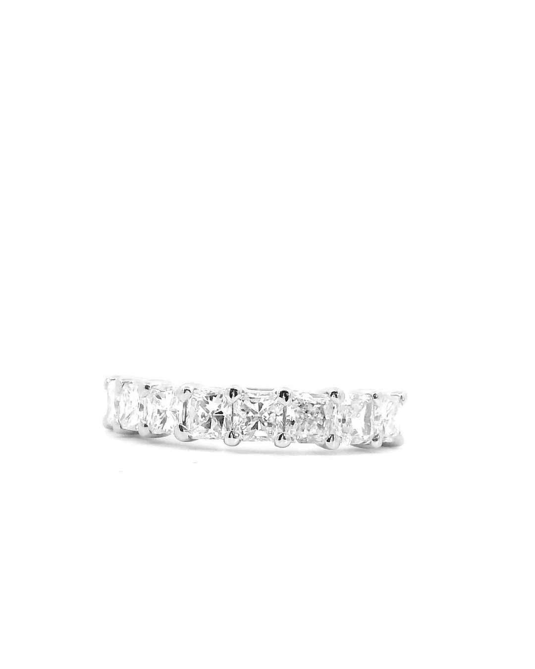 1.21Ct Square Radiant Cut Natural Diamond Double Shared Claw Eternity Ring