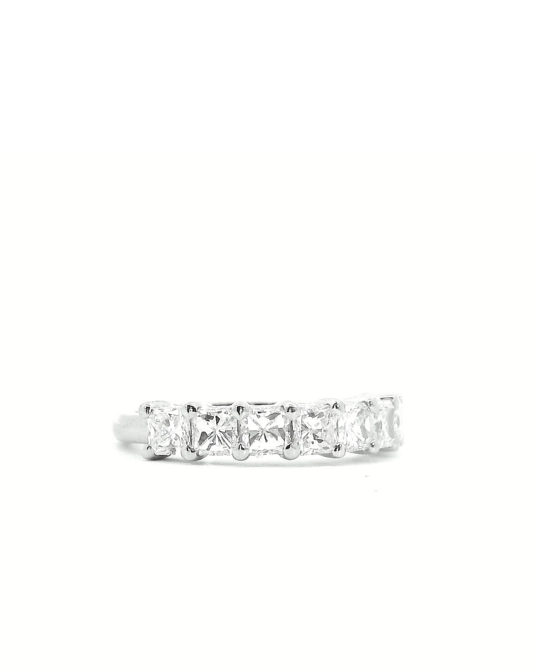 1.21Ct Square Radiant Cut Natural Diamond Double Shared Claw Eternity Ring