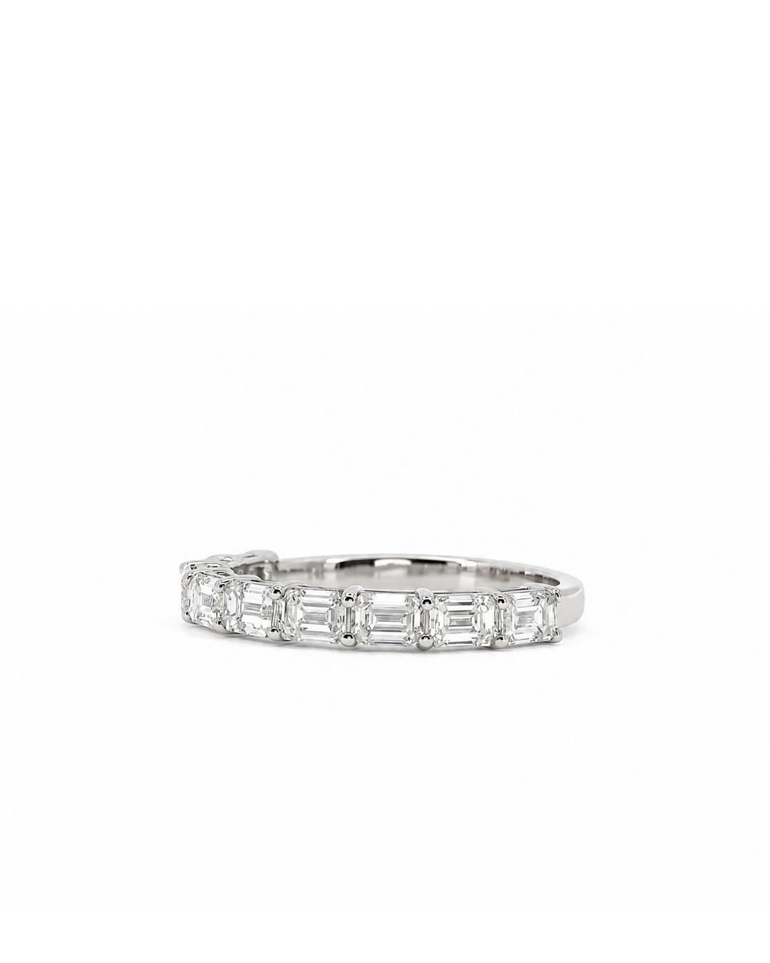 1.38Ct Emerald Cut Lab-Grown Diamond Double Shared Claw Horizontal Set Eternity Ring