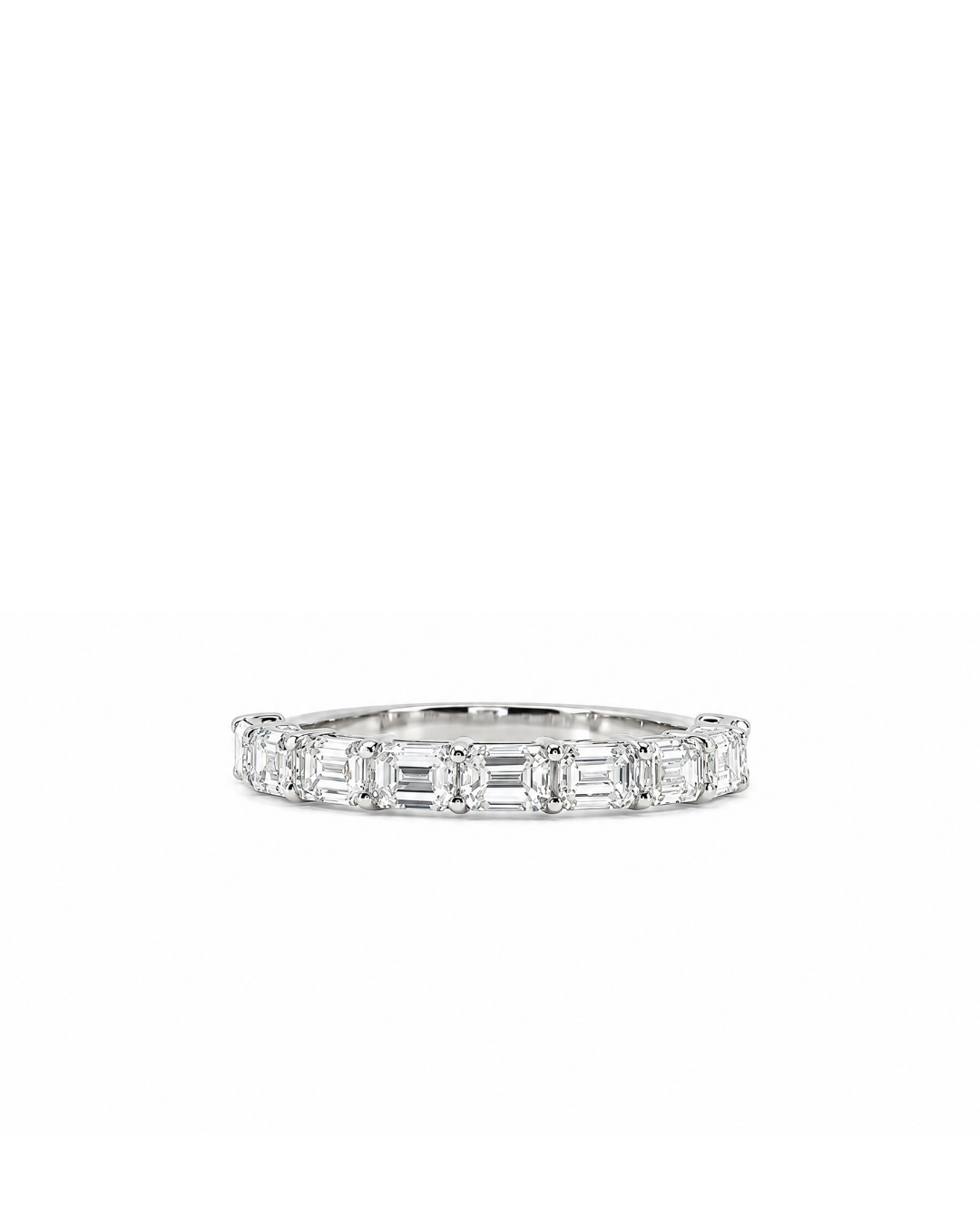 1.38Ct Emerald Cut Lab-Grown Diamond Double Shared Claw Horizontal Set Eternity Ring