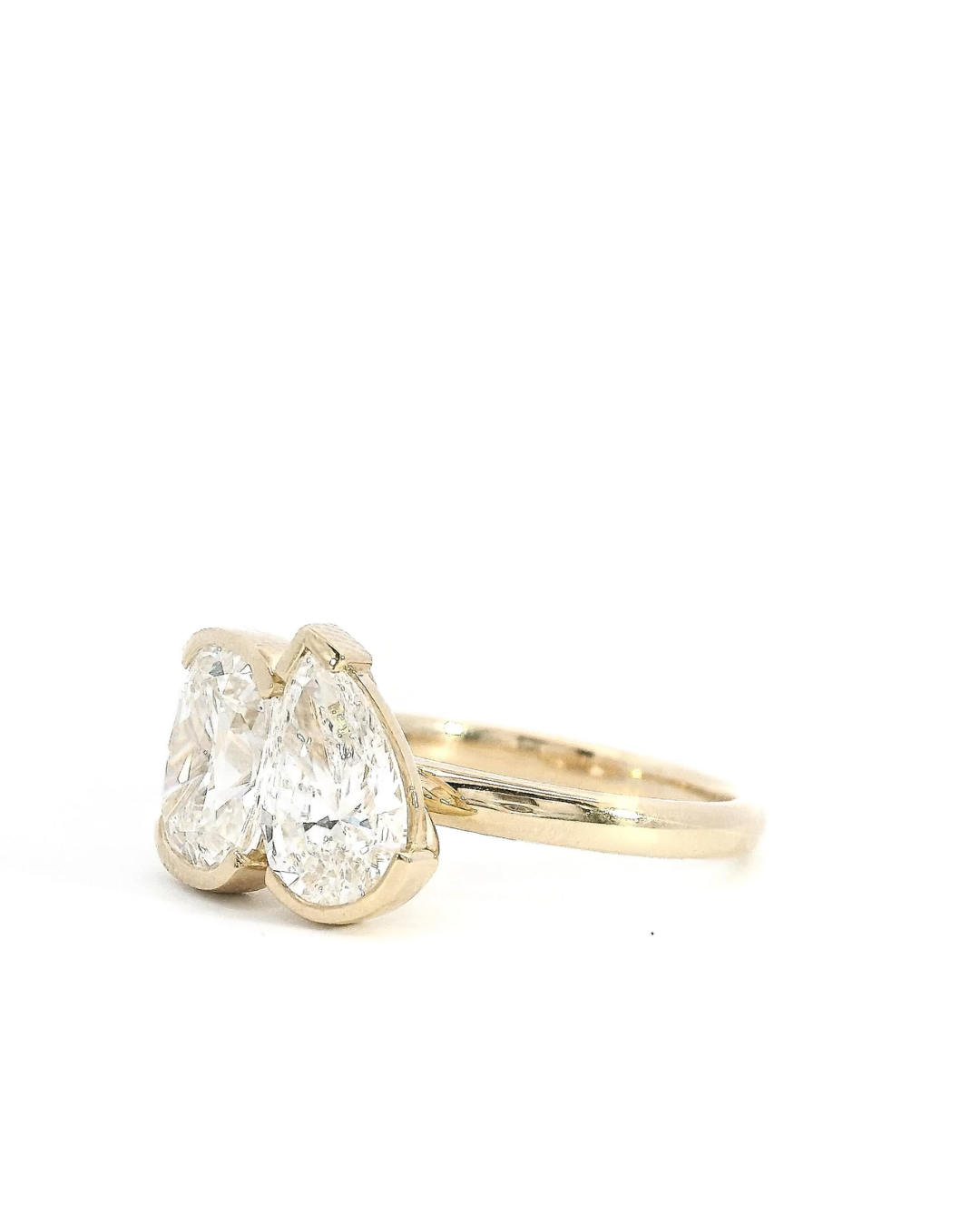 Old Mine and Pear Cut Semi Bezel Toi et Moi Design