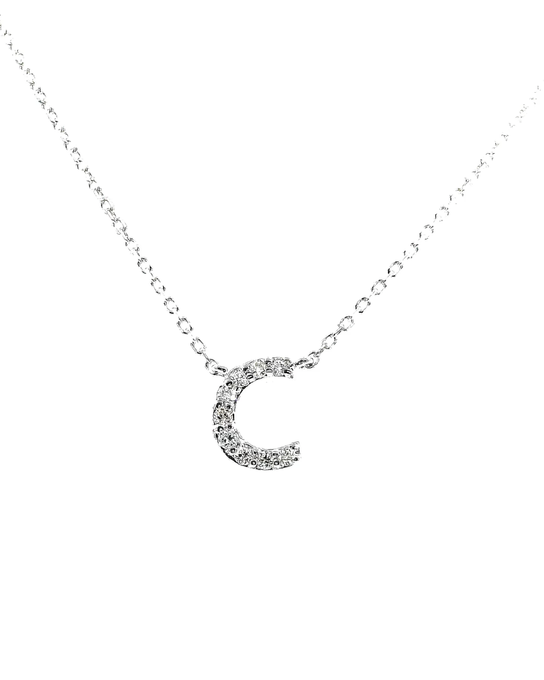 "C" Natural Diamond Initial Necklace