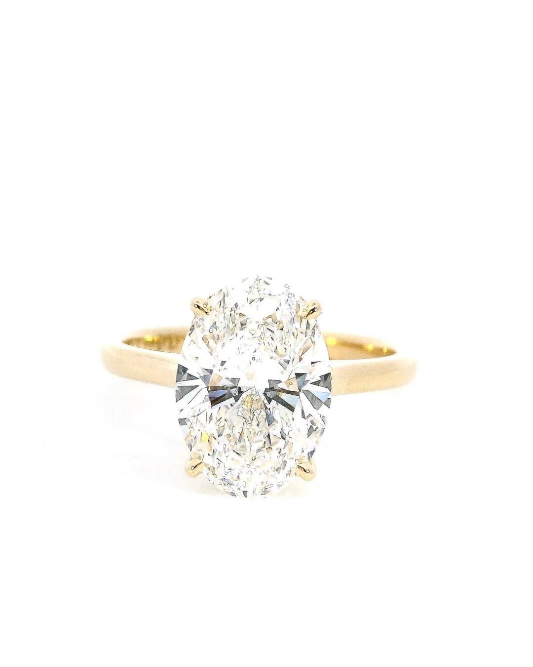 Oval Cut Diamond in the Cathedral Solitaire with Hidden Halo