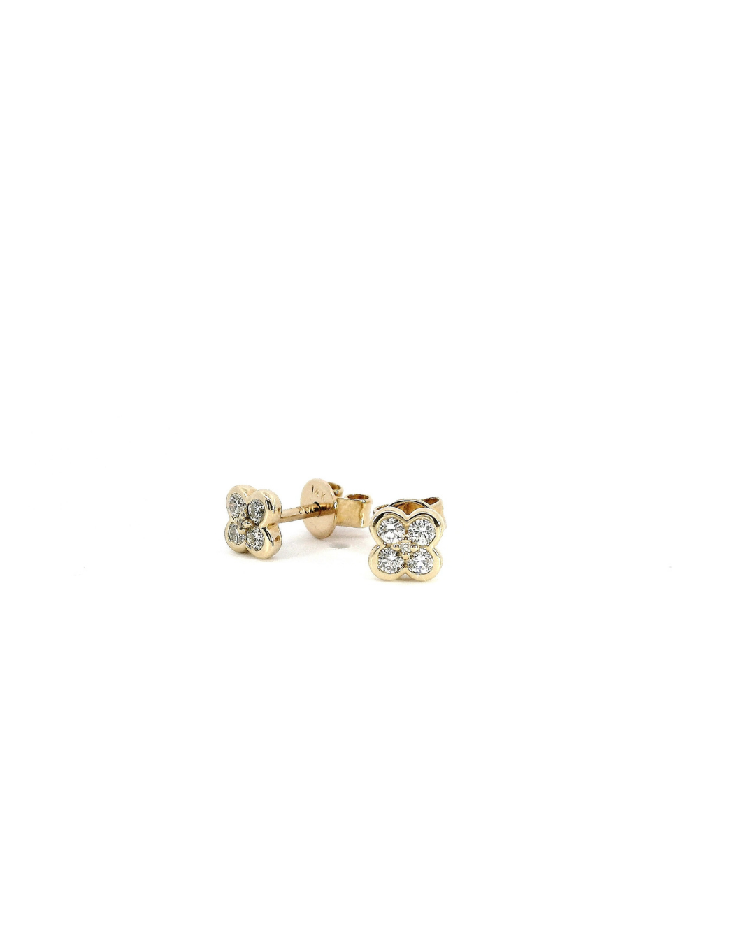 0.21Ct Round Brilliant Cut Natural Diamond Bezel Set Cluster Studs