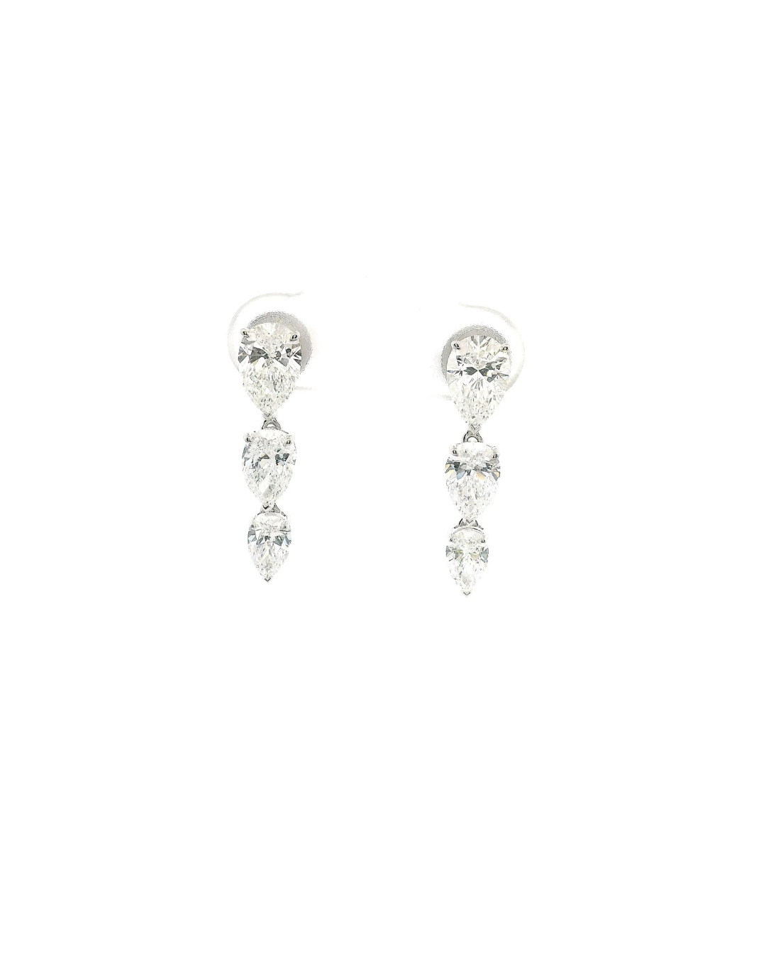 3.06Ct Pear Cut Lab-Grown Diamond Drop Stud Earrings
