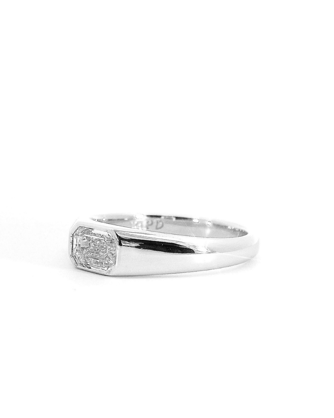 Emerald Cut Diamond Signet Band