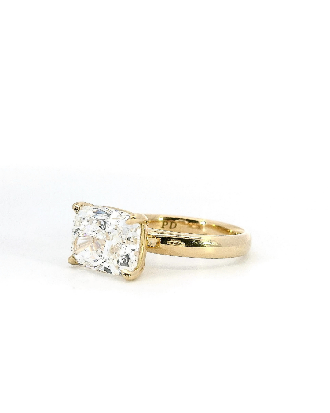 Elongated Cushion Cut Diamond East-West Solitaire