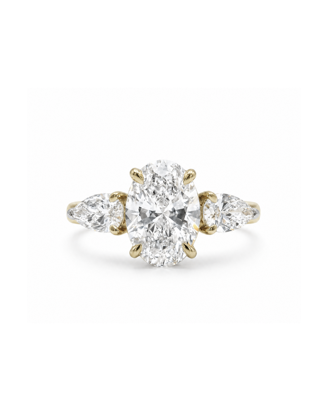 Oval Cut Diamond with Pear Sides in the Camilla Trilogy Design with Hidden Halo