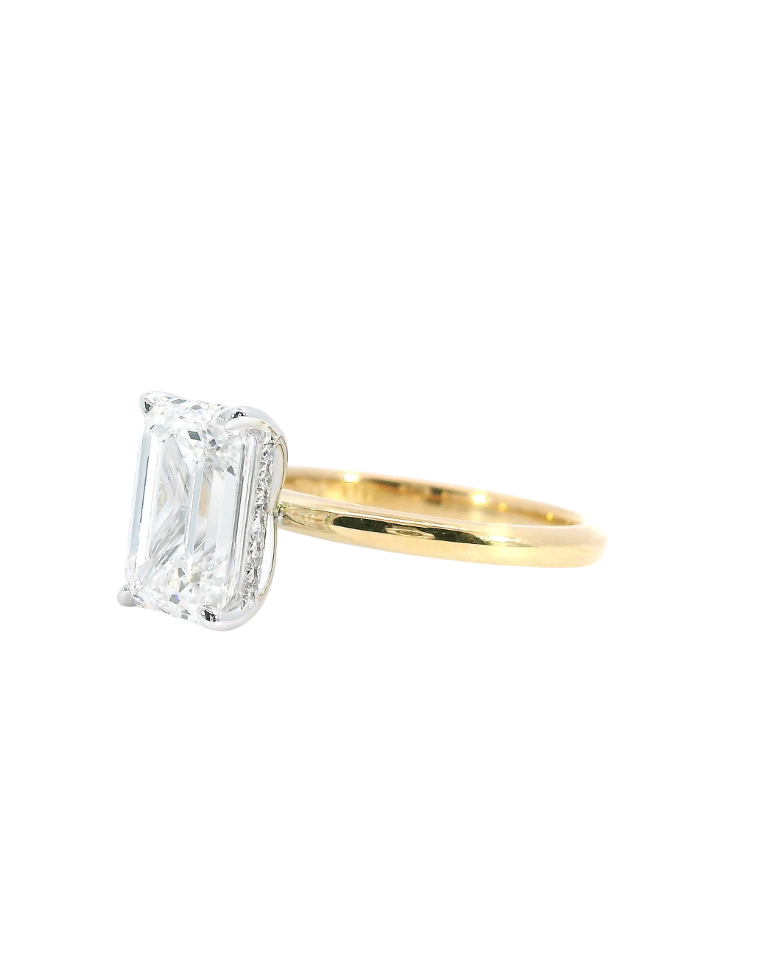 2.90Ct Emerald Cut Lab-Grown Diamond Parker Classic Solitaire with Hidden Halo
