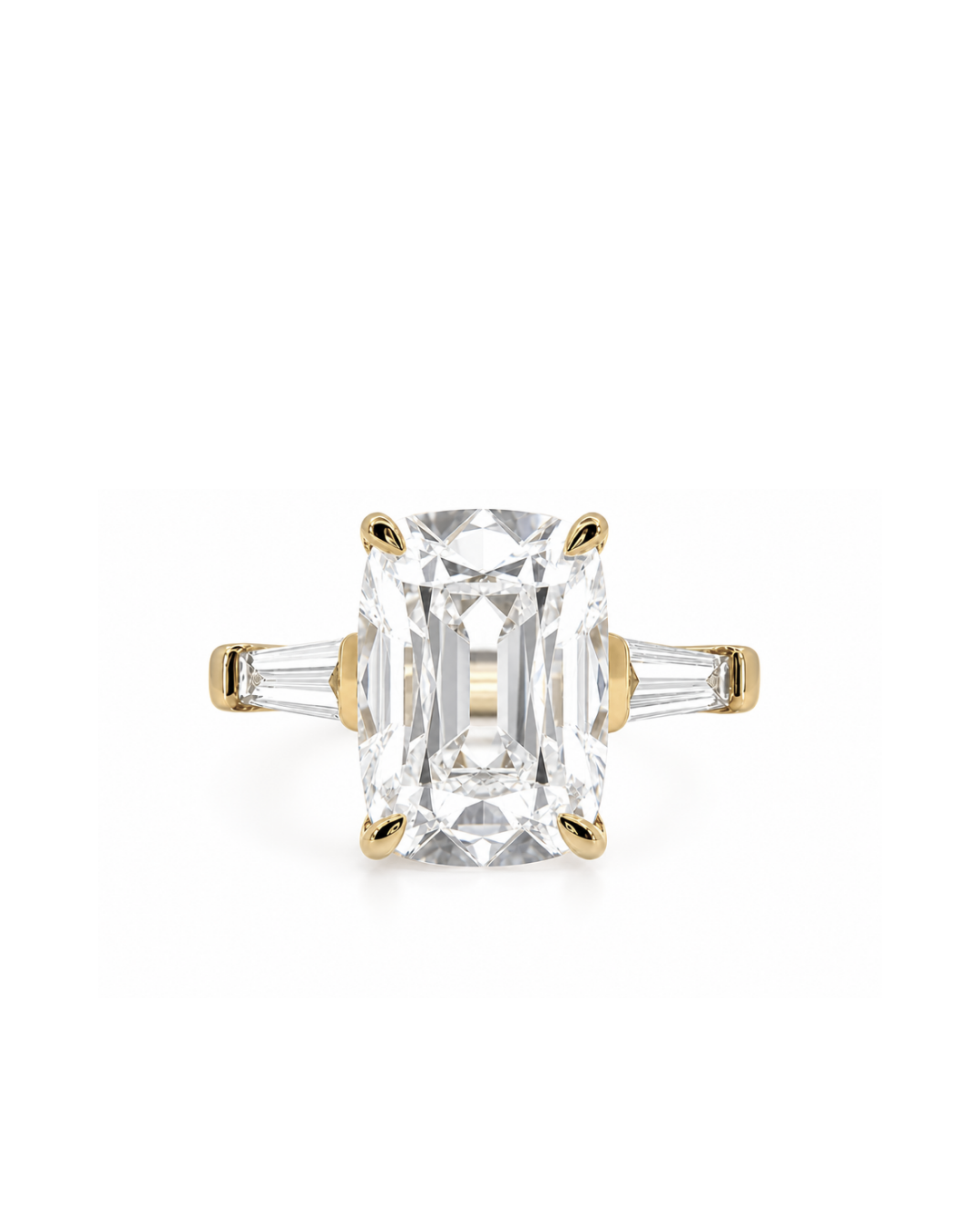 Old Mine Cut Diamond Trilogy Antoinette Design with Tapered Baguettes