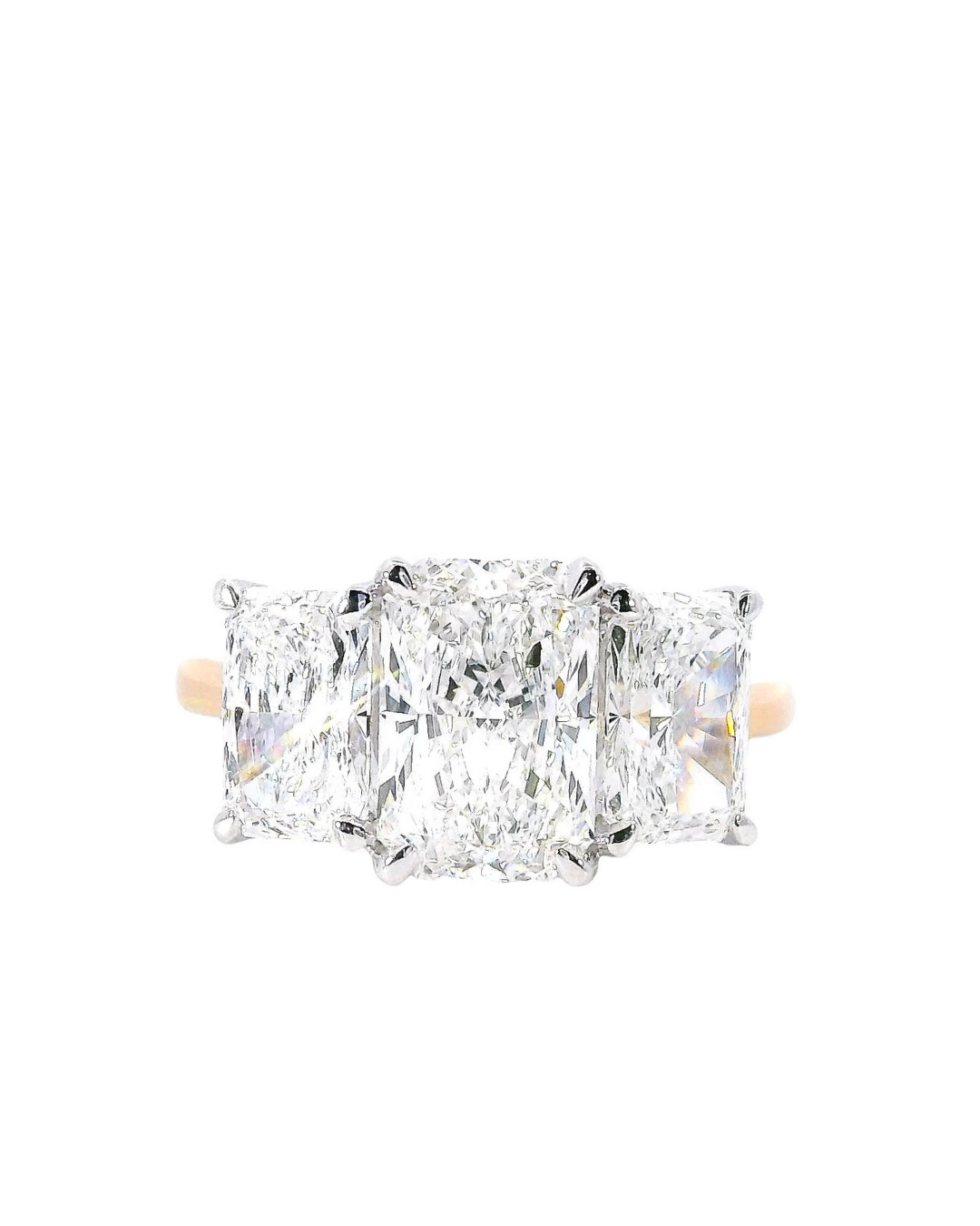 Radiant Cut Diamonds in the Trilogy Design with Hidden Halo