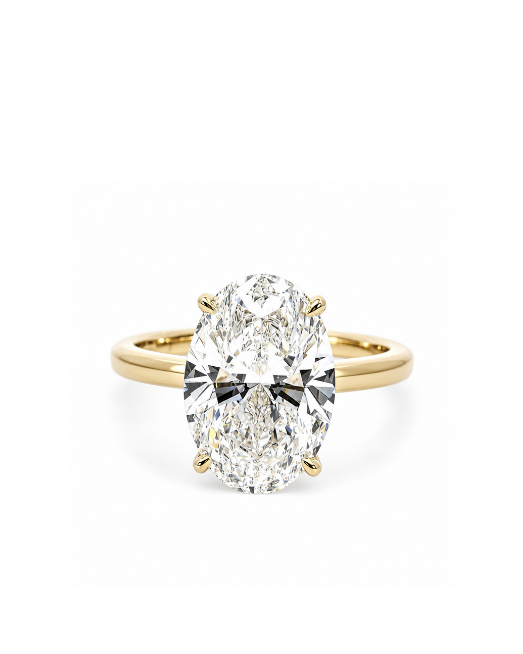 Oval Cut Diamond in the Cathedral Solitaire with Hidden Halo